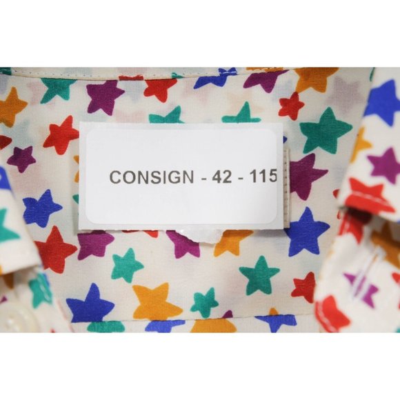 Saint Laurent Star Print Button Down Shirt Top Size F42 Silk Multi Color - Picture 6 of 7